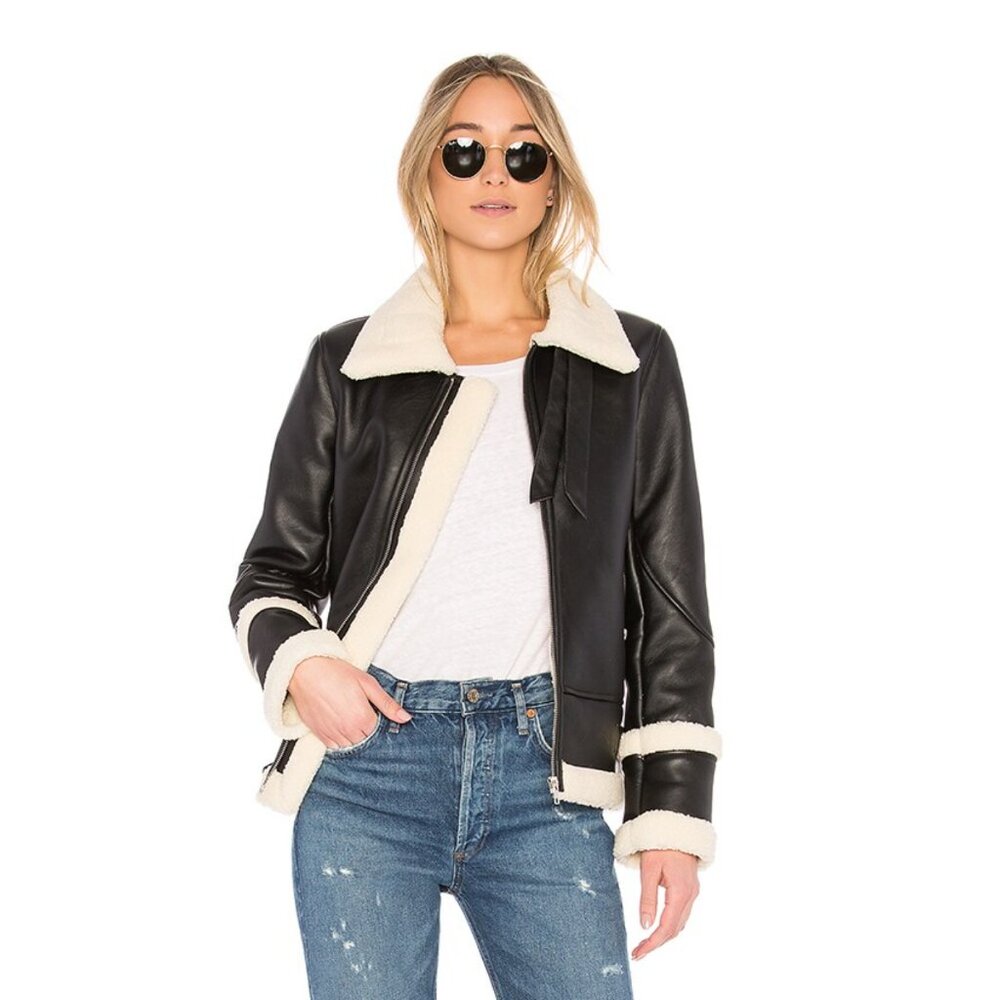 Eaves x Revolve Piper Moto Shearling Jacket